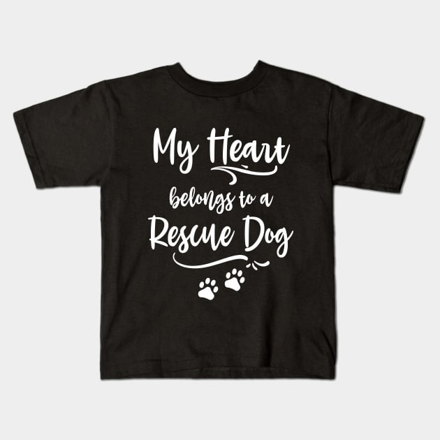 My heart belongs to a rescue dog Kids T-Shirt by FloraLi